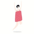 Happy jumping woman illustration Royalty Free Stock Photo