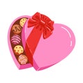 Hand drawn vector illustration of a heart shaped chocolate candy gift box. Sweet Valentine's Day present Royalty Free Stock Photo