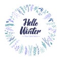 Hand drawn vector illustration. Hello Winter. Lettering