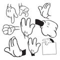 Hand drawn vector illustration of human hands with different gestures. Cartoon style. Royalty Free Stock Photo