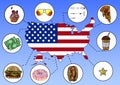 Hand drawn vector illustration of infographic elements of USA Royalty Free Stock Photo
