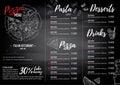 Hand drawn vector illustration - Italian menu. Pasta and Pizza. Royalty Free Stock Photo