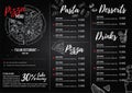 Hand drawn vector illustration - Italian menu. Pasta and Pizza. Royalty Free Stock Photo