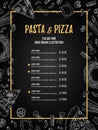 Hand drawn vector illustration - Italian menu. Pasta and Pizza. Royalty Free Stock Photo