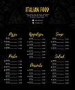 Hand drawn vector illustration - Italian menu. Pasta and Pizza. Royalty Free Stock Photo