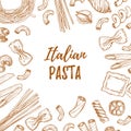 Hand drawn vector illustration - Italian pasta. Different kinds Royalty Free Stock Photo