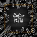 Hand drawn vector illustration - Italian pasta. Different kinds