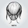 Hand drawn vector illustration - ladies fashion hairstyle. Beaut Royalty Free Stock Photo