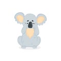 Hand drawn vector illustration of little koala wich covered his face with his paws in cartoons style. Stock art isolated on white