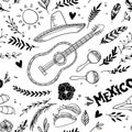 Hand drawn vector illustration - Mexico. Music festival.