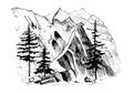Hand drawn vector illustration of a mountain Royalty Free Stock Photo