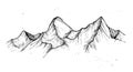 Hand drawn vector illustration - mountain peaks. Outdoor camping