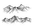 Hand drawn vector illustration - mountains. Sketch style