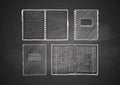 Set of notebooks on blackboard Royalty Free Stock Photo