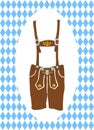 Hand drawn vector illustration of oktoberfest lederhosen with blue diamonds