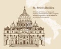 Hand drawn vector illustration of Papal Basilica of St. Peter in Vatican