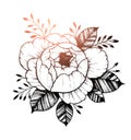 Hand drawn vector illustration - Peony flower. Floral Tattoo sketch. Perfect for tattooing, invitations, greeting