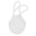 Hand drawn vector illustration of reusable string net shopping bag. Plastic free eco-friendly materials environment protection