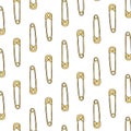 Hand drawn vector illustration of safety pin pattern on white background. Royalty Free Stock Photo