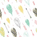 Hand drawn vector illustration. Seamless pattern with tribal arrows on white background. Perfect for wallpapers Royalty Free Stock Photo