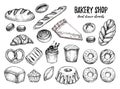 Hand drawn vector illustration - Set with sweet and dessert cro Royalty Free Stock Photo