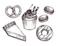 Hand drawn vector illustration - Set with sweet and dessert Royalty Free Stock Photo