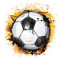 Hand drawn vector illustration with soccer ball and grunge Royalty Free Stock Photo