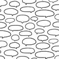 Hand drawn vector illustration of speech bubbles pattern on white background.Empty word bubble