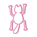 Hand drawn vector illustration a sticker of fun cute adult young pink cat is hanging on a white background Royalty Free Stock Photo