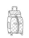 Hand drawn vector illustration. Suitcase and bag in Doodle style.