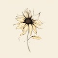 Minimalist Hand Painted Sunflower Vector Illustration