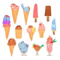 Hand drawn vector illustration - Super set of ice cream.