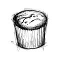 Hand drawn vector illustration - Sweet cake with chocolate drop.