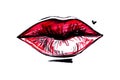 Hand drawn vector illustration - Sweet lips. Female red lips iso