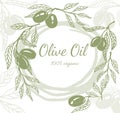 Hand drawn vector illustration templates for olive oil packaging