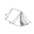 Hand-drawn vector illustration, tent for camping without background
