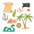 Hand drawn vector illustration - treasure map and design element