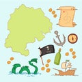 Hand drawn vector illustration - treasure map and design element