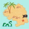 Hand drawn vector illustration - treasure map and design element