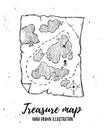 Hand drawn vector illustration - Treasure map. Design elements i Royalty Free Stock Photo