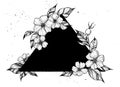 Hand drawn vector illustration - triangle with flowers and leaves