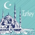 Hand Drawn Vector Illustration. Turkey