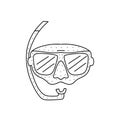 Hand drawn vector illustration of Underwater Glasses. Cute illustration of Diving Equipment on a white background in