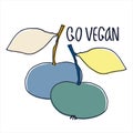 Hand drawn vector illustration for veganism popularization, vegan restaurants and farm markets promotion