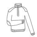 Hand drawn vector illustration of a warm turtleneck sweater in doodle style