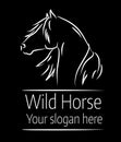 Hand drawn vector illustration of wild horse on black background Royalty Free Stock Photo