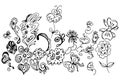 Hand Drawn Vector Illustrations Of Abstract Set of Flowers Isolated on White. Hand Drawn Sketch of a Flowers Royalty Free Stock Photo