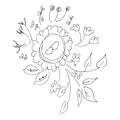 Hand Drawn Vector Illustrations Of Abstract Set of Flowers Isolated on White. Hand Drawn Sketch of a Flowers Royalty Free Stock Photo