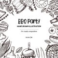 Hand drawn vector illustrations. BBQ collection. Barbeque design Royalty Free Stock Photo