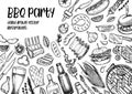 Hand drawn vector illustrations. BBQ collection. Barbeque design Royalty Free Stock Photo